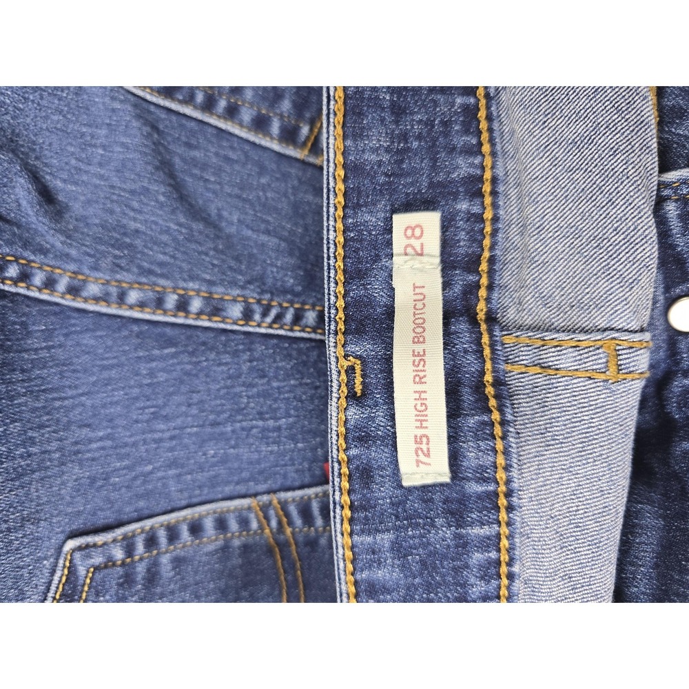 Levis 725 High Rise Bootcut Pants Womens 28 Blue Med Wash Stretch Jeans 28x30 - Picture 2 of 10
